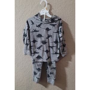 Garanimals Toddler Hoodie and Jogger set Gray with dinosaur prints  3T